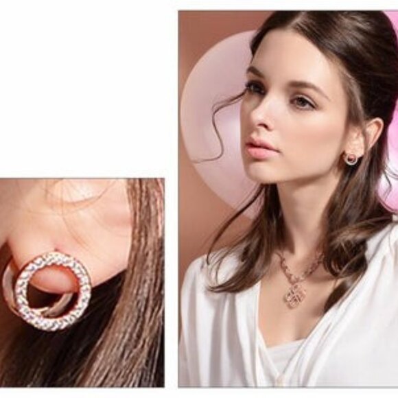 DOUBLE THE LOVE RHINESTONE EARRINGS - Picture 2 of 7